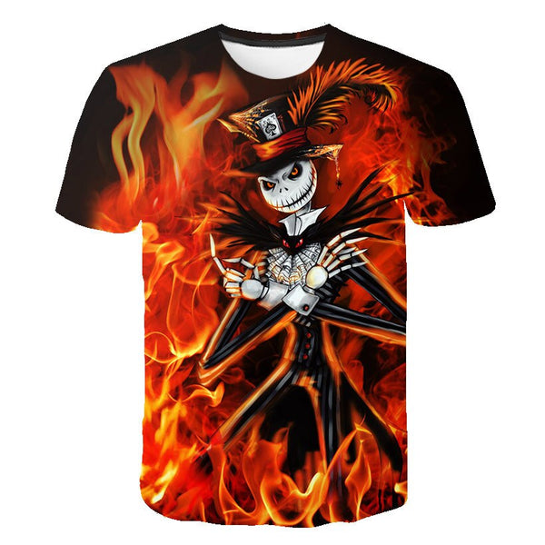 Halloween Printed 3D Short Sleeve Tshirt The Nightmare Before Christmas Cosplay T-Shirt Jack And Sally Slim Design Fashion Tops | Vimost Shop.