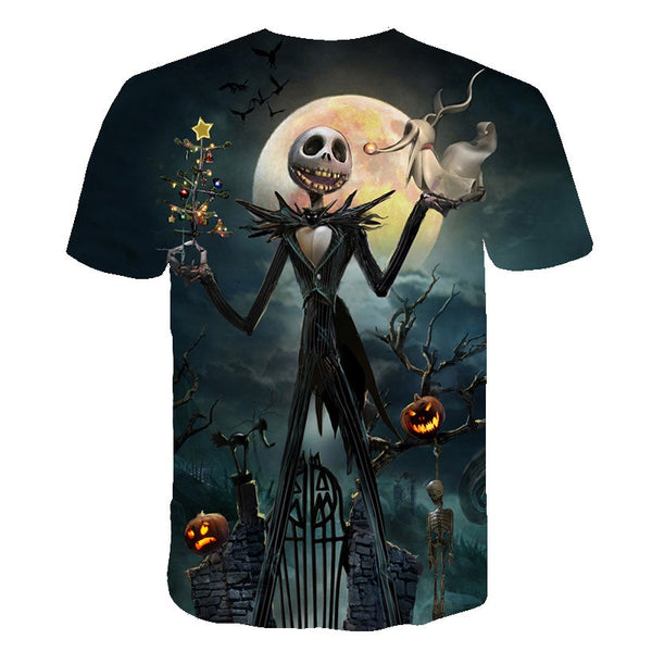 Halloween Printed 3D Short Sleeve Tshirt The Nightmare Before Christmas Cosplay T-Shirt Jack And Sally Slim Design Fashion Tops | Vimost Shop.