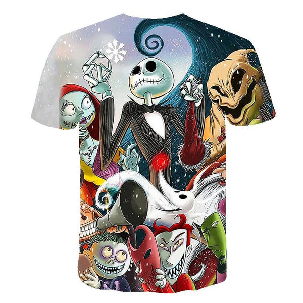 Halloween Printed 3D Short Sleeve Tshirt The Nightmare Before Christmas Cosplay T-Shirt Jack And Sally Slim Design Fashion Tops | Vimost Shop.