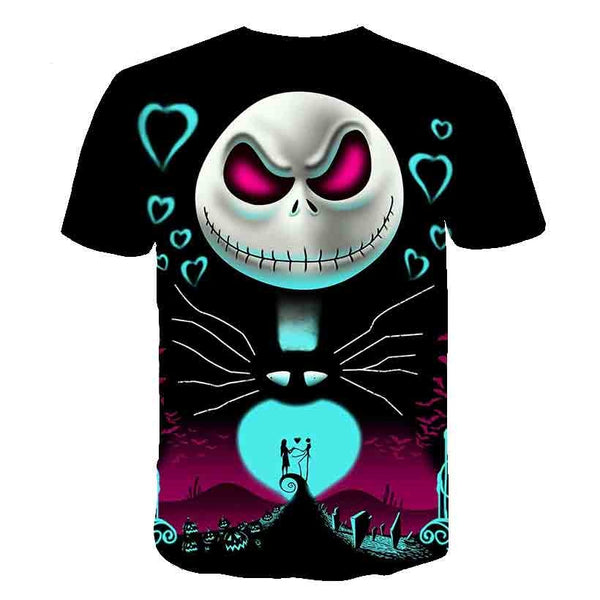 Halloween Printed 3D Short Sleeve Tshirt The Nightmare Before Christmas Cosplay T-Shirt Jack And Sally Slim Design Fashion Tops | Vimost Shop.