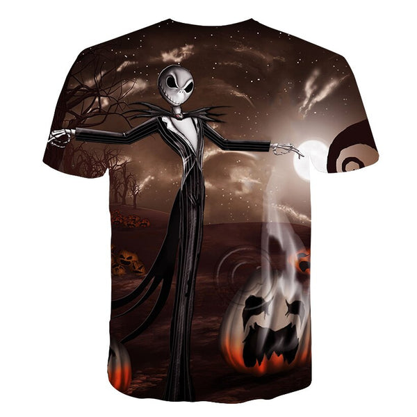 Halloween Printed 3D Short Sleeve Tshirt The Nightmare Before Christmas Cosplay T-Shirt Jack And Sally Slim Design Fashion Tops | Vimost Shop.