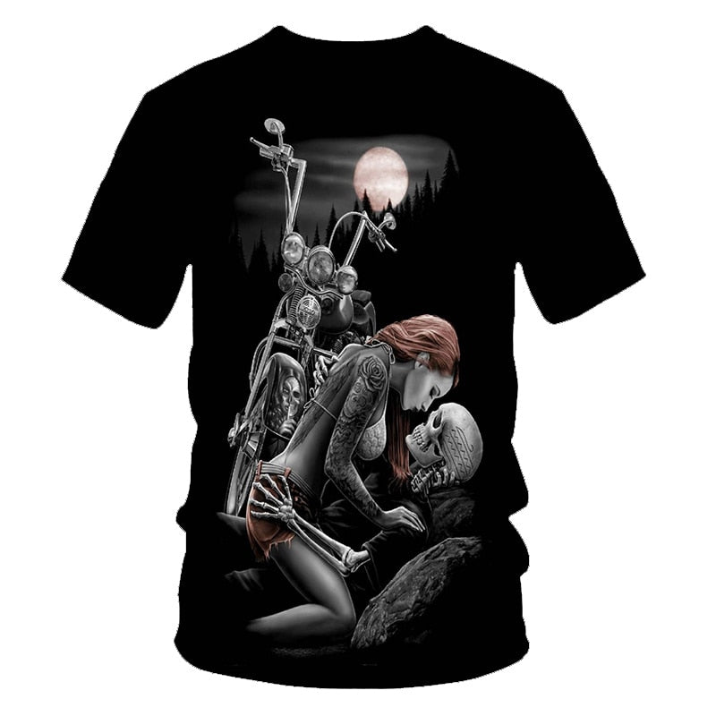 Funny Skull Motorbike 3D T Shirt Summer Hipster Short Sleeve Tee Tops Men/Women Print T-Shirts Casual Homme Short Sleeve Top | Vimost Shop.
