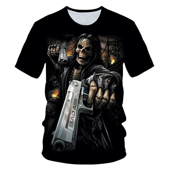 Funny Skull Motorbike 3D T Shirt Summer Hipster Short Sleeve Tee Tops Men/Women Print T-Shirts Casual Homme Short Sleeve Top | Vimost Shop.