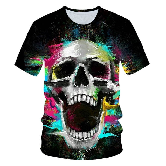 Funny Skull Motorbike 3D T Shirt Summer Hipster Short Sleeve Tee Tops Men/Women Print T-Shirts Casual Homme Short Sleeve Top | Vimost Shop.