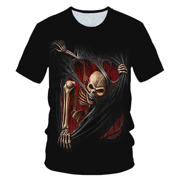 Funny Skull Motorbike 3D T Shirt Summer Hipster Short Sleeve Tee Tops Men/Women Print T-Shirts Casual Homme Short Sleeve Top | Vimost Shop.