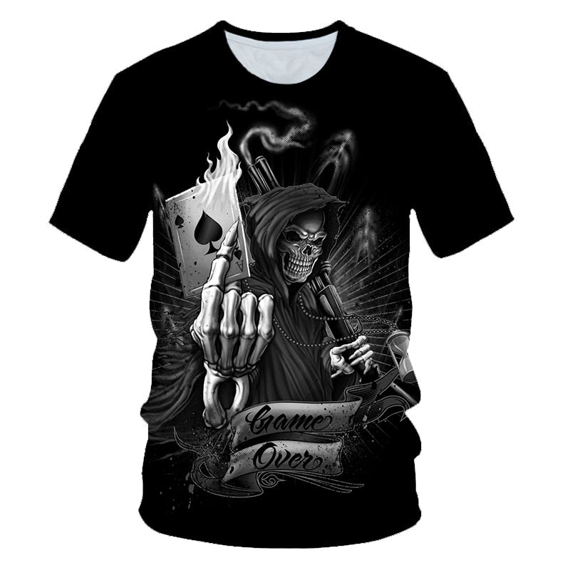 Funny Skull Motorbike 3D T Shirt Summer Hipster Short Sleeve Tee Tops Men/Women Print T-Shirts Casual Homme Short Sleeve Top | Vimost Shop.