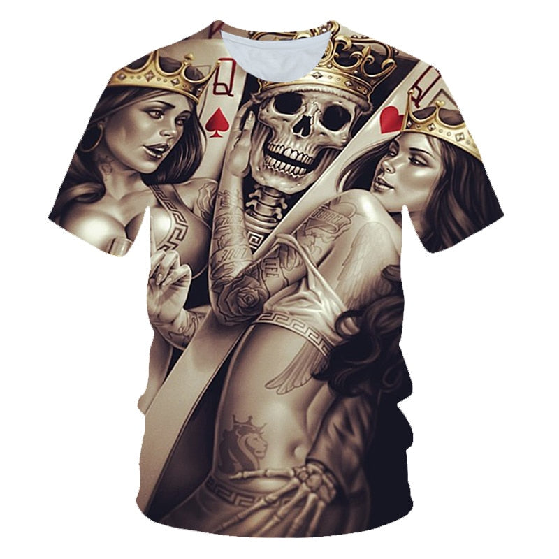 Funny Skull Motorbike 3D T Shirt Summer Hipster Short Sleeve Tee Tops Men/Women Print T-Shirts Casual Homme Short Sleeve Top | Vimost Shop.