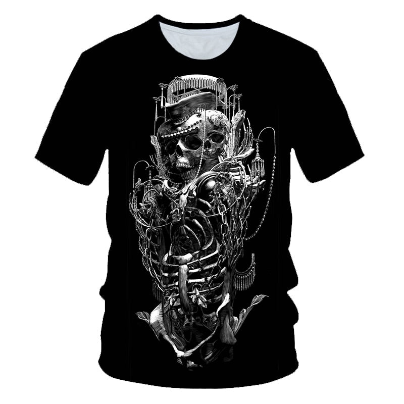 Funny Skull Motorbike 3D T Shirt Summer Hipster Short Sleeve Tee Tops Men/Women Print T-Shirts Casual Homme Short Sleeve Top | Vimost Shop.