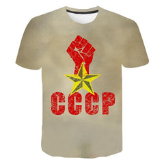 Mens T-Shirt Summer CCCP Russian 3d T Shirts Men USSR Soviet Union Man Short sleeve Tshirt Moscow Mens Tees O Neck Tops S-6XL