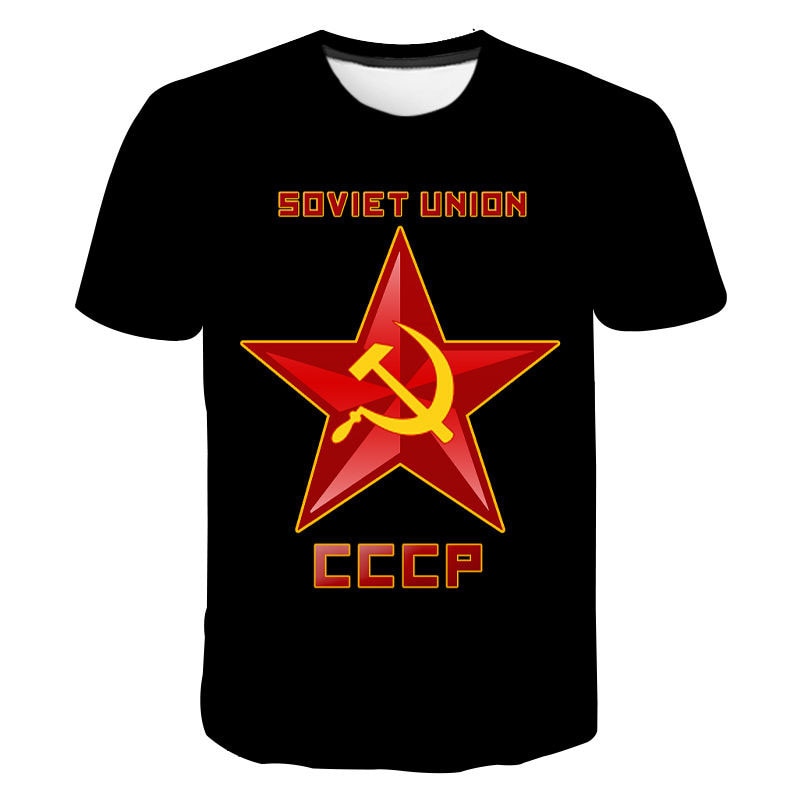 Mens T-Shirt Summer CCCP Russian 3d T Shirts Men USSR Soviet Union Man Short sleeve Tshirt Moscow Mens Tees O Neck Tops S-6XL | Vimost Shop.
