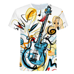 Enthusiastic Music Printed T shirt Men 3d Water Flame YinYang Music Note Tshirt Harajuku Shirt Hip Hop Rock Cool Streetwear Tees