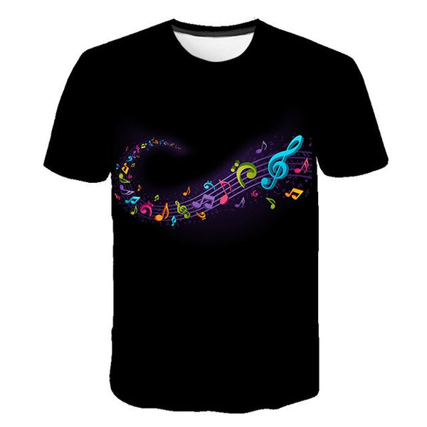 Enthusiastic Music Printed T shirt Men 3d Water Flame YinYang Music Note Tshirt Harajuku Shirt Hip Hop Rock Cool Streetwear Tees | Vimost Shop.