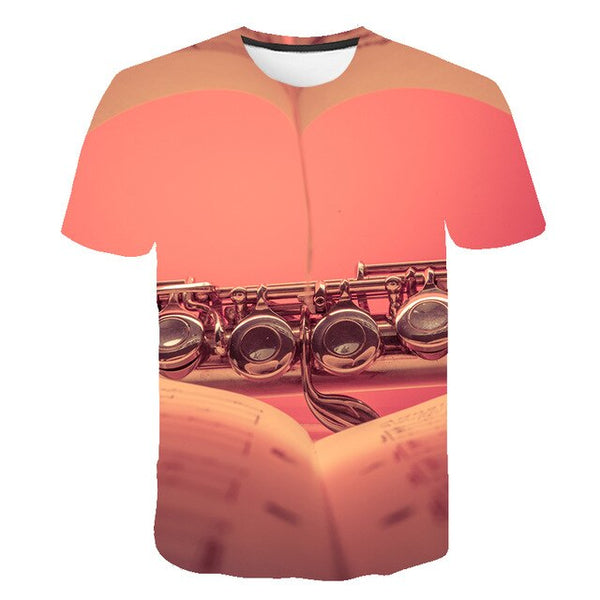 Enthusiastic Music Printed T shirt Men 3d Water Flame YinYang Music Note Tshirt Harajuku Shirt Hip Hop Rock Cool Streetwear Tees | Vimost Shop.