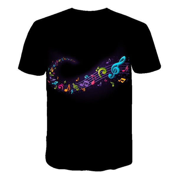 Enthusiastic Music Printed T shirt Men 3d Water Flame YinYang Music Note Tshirt Harajuku Shirt Hip Hop Rock Cool Streetwear Tees | Vimost Shop.