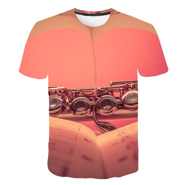 Enthusiastic Music Printed T shirt Men 3d Water Flame YinYang Music Note Tshirt Harajuku Shirt Hip Hop Rock Cool Streetwear Tees | Vimost Shop.