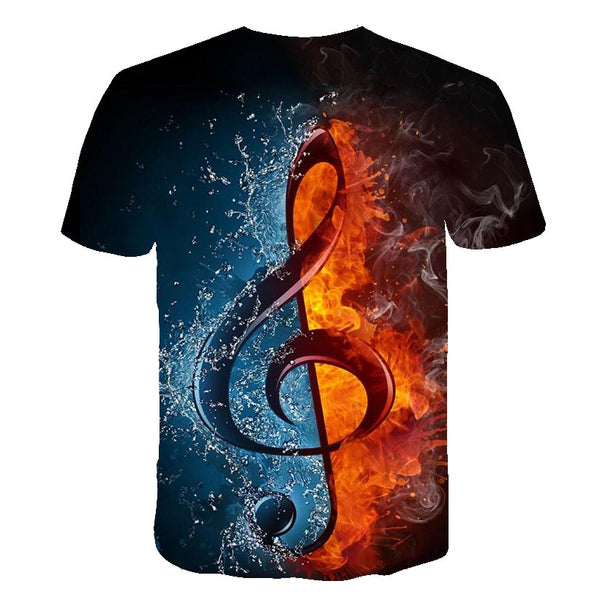 Enthusiastic Music Printed T shirt Men 3d Water Flame YinYang Music Note Tshirt Harajuku Shirt Hip Hop Rock Cool Streetwear Tees | Vimost Shop.