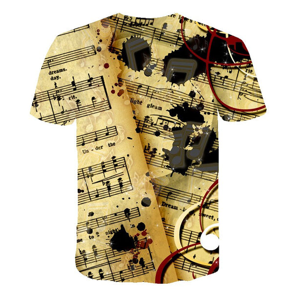 Enthusiastic Music Printed T shirt Men 3d Water Flame YinYang Music Note Tshirt Harajuku Shirt Hip Hop Rock Cool Streetwear Tees | Vimost Shop.