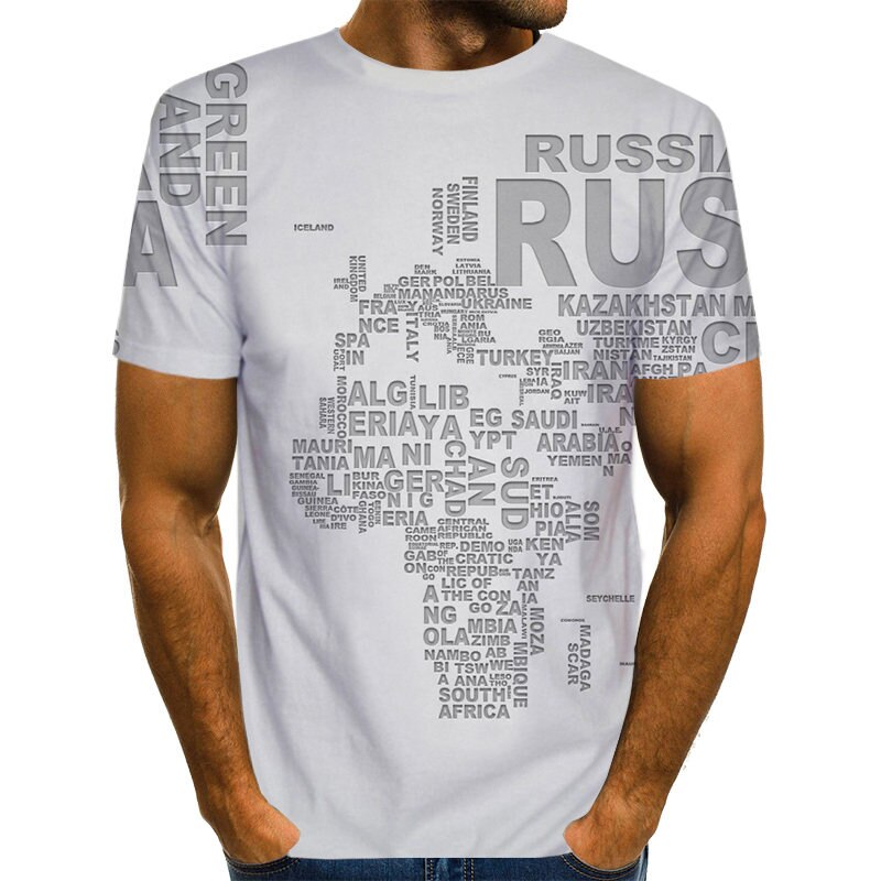 World Map T-shirt Funny T Shirts Summer Fashion Anime Tshirt 3D T Shirt Mens Clothing Tops Tees 2020 New Fashion | Vimost Shop.