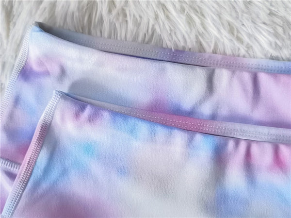 Tie Dye Print 2 Piece Set Women Yoga Suit One Shoulder Vest Bra Top Fitness Leggings GYM Workout Sport Pants Tracksuit | Vimost Shop.