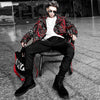 Extra Long Jacket Trench Men Full Letter Print Harajuku Windbreaker Nightclub Overcoat Male Casual Outwear KJ166 | Vimost Shop.