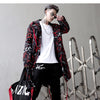 Extra Long Jacket Trench Men Full Letter Print Harajuku Windbreaker Nightclub Overcoat Male Casual Outwear KJ166 | Vimost Shop.