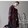 Extra Long Jacket Trench Men Full Letter Print Harajuku Windbreaker Nightclub Overcoat Male Casual Outwear KJ166 | Vimost Shop.