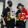 Hip Hop Color Block Smile Letter Print Men T Shirt Harajuku Fashion Streetwear Hooded Casual Cotton Tops Tee | Vimost Shop.
