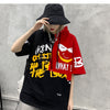 Hip Hop Color Block Smile Letter Print Men T Shirt Harajuku Fashion Streetwear Hooded Casual Cotton Tops Tee | Vimost Shop.