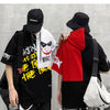 Hip Hop Color Block Smile Letter Print Men T Shirt Harajuku Fashion Streetwear Hooded Casual Cotton Tops Tee | Vimost Shop.