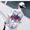 Mens Short Sleeve T-shirt Graffiti Tees Shirts Flame Print Skateboard Tshirts Male Cotton Hip Hop Streetwear KJ54 | Vimost Shop.