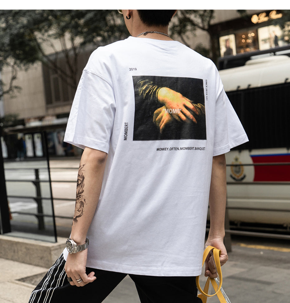 Funny Mona Lisa Printed Short Sleeve T Shirts Streetwear Men Summer Harajuku Hip Hop Top Tees Male Tshirts | Vimost Shop.