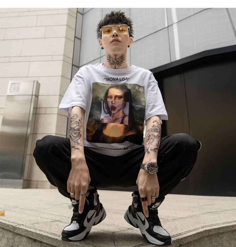 Funny Mona Lisa Printed Short Sleeve T Shirts Streetwear Men Summer Harajuku Hip Hop Top Tees Male Tshirts | Vimost Shop.