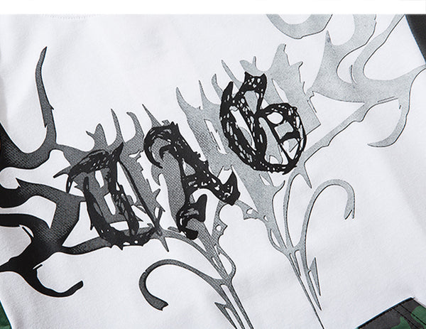 Hip Hop Color Block Character Print Mens T Shirt Harajuku Streetwear Tops Fashion Casual Cotton Short Sleeve | Vimost Shop.