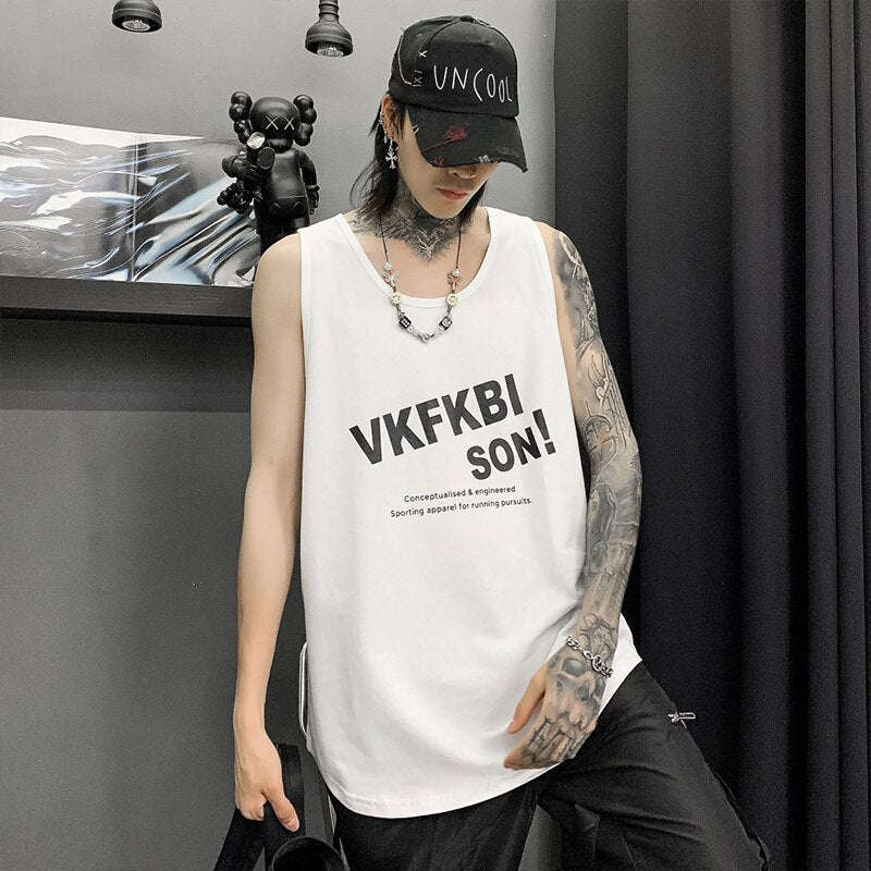 High Quality Letter Print Hip Hop Sport Basketball Vest Tops Tees Sleeveless Men Casual Loose Pullover Couple Wear Tank Tops | Vimost Shop.