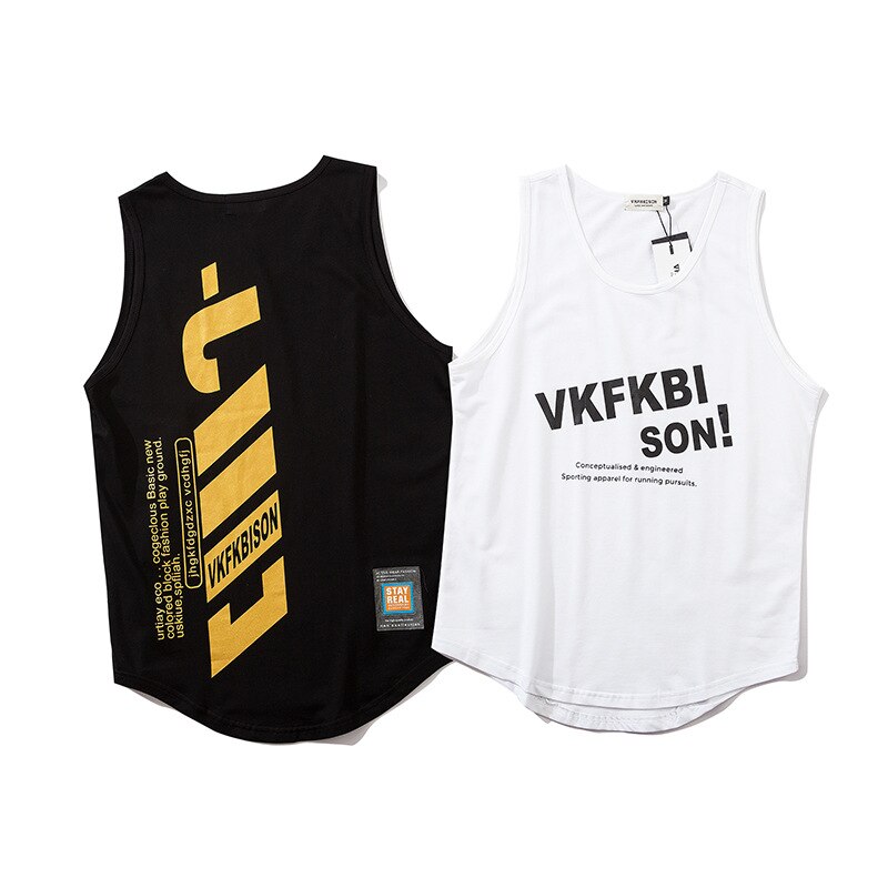 High Quality Letter Print Hip Hop Sport Basketball Vest Tops Tees Sleeveless Men Casual Loose Pullover Couple Wear Tank Tops | Vimost Shop.