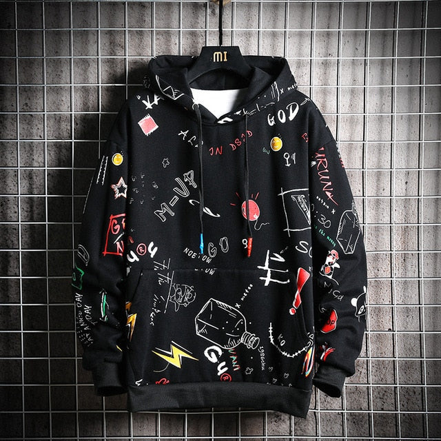 Men's Winter Hoodies Men Spring Anime Graffiti Sweatshirt Male Hip Hop Harajuku Japanese Streetwear Casual Hoodie Men | Vimost Shop.