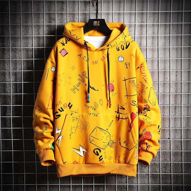 Men's Winter Hoodies Men Spring Anime Graffiti Sweatshirt Male Hip Hop Harajuku Japanese Streetwear Casual Hoodie Men | Vimost Shop.