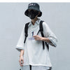 Letter Print Fake Two T Shirt Men Hip Hop Summer Casual Loose Short Sleeve Patchwork Techwear Tshirt Topsni | Vimost Shop.