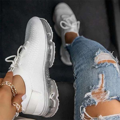 Mesh Air-Cushion Women Sneakers White Women's Sports Shoes Platform Knitted Running Shoes Lightweight Summer Autumn | Vimost Shop.