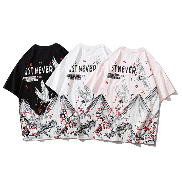 Japanese Geisha Tshirt Streetwear Short Sleeve T Shirt Japan Cotton Tops Tees Men Harajuku Hip Hop T-Shirt | Vimost Shop.