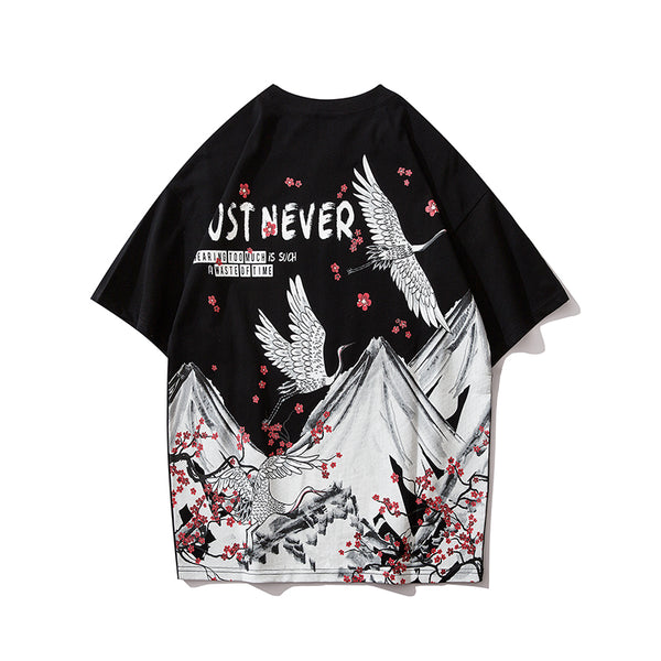 Japanese Geisha Tshirt Streetwear Short Sleeve T Shirt Japan Cotton Tops Tees Men Harajuku Hip Hop T-Shirt | Vimost Shop.