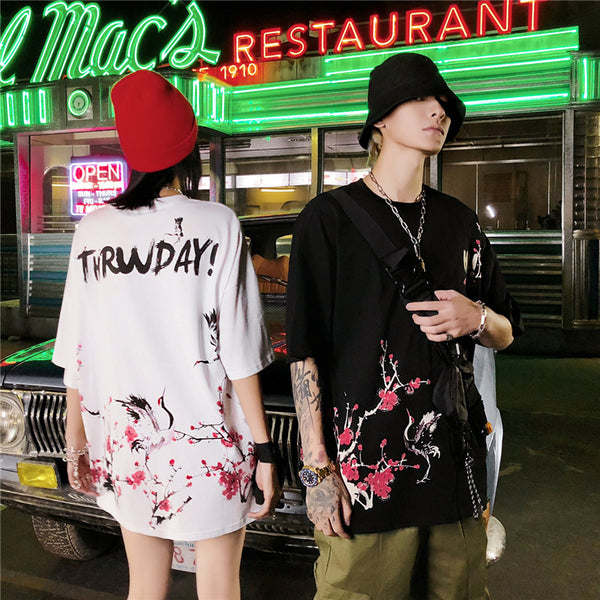 Japanese Geisha Tshirt Streetwear Short Sleeve T Shirt Japan Cotton Tops Tees Men Harajuku Hip Hop T-Shirt | Vimost Shop.