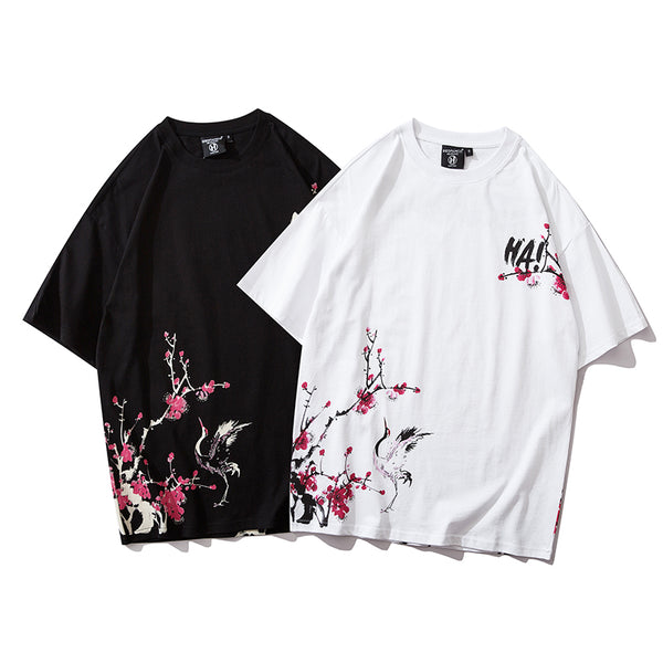 Japanese Geisha Tshirt Streetwear Short Sleeve T Shirt Japan Cotton Tops Tees Men Harajuku Hip Hop T-Shirt | Vimost Shop.