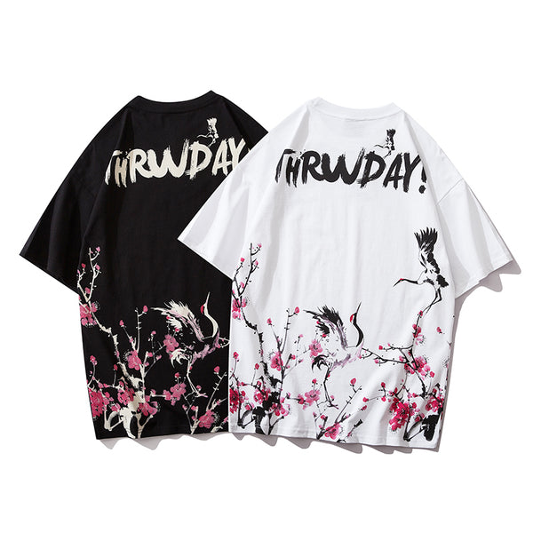 Japanese Geisha Tshirt Streetwear Short Sleeve T Shirt Japan Cotton Tops Tees Men Harajuku Hip Hop T-Shirt | Vimost Shop.