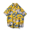 Full Pineapple Coconut Tree Print Yellow Shirt Casual Mens Short Sleeve Fashion Holiday Hawaiian Shirts | Vimost Shop.