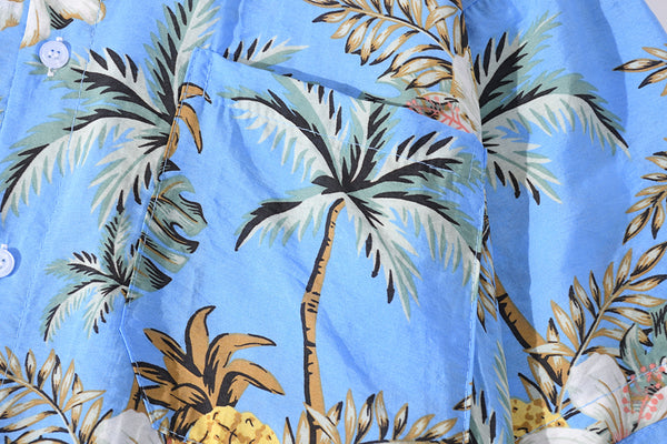 Full Pineapple Coconut Tree Print Yellow Shirt Casual Mens Short Sleeve Fashion Holiday Hawaiian Shirts | Vimost Shop.