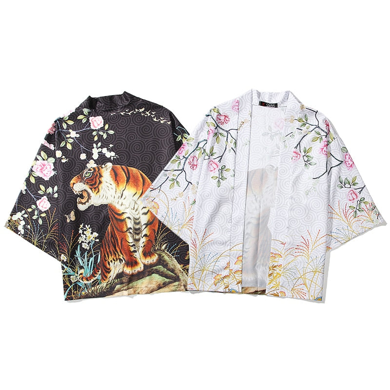 i Japanese Style Anime Tiger Cardigan Kimono Cosplay Harajuku Women Men Yukata Streetwear White Traditional Robe Tops | Vimost Shop.