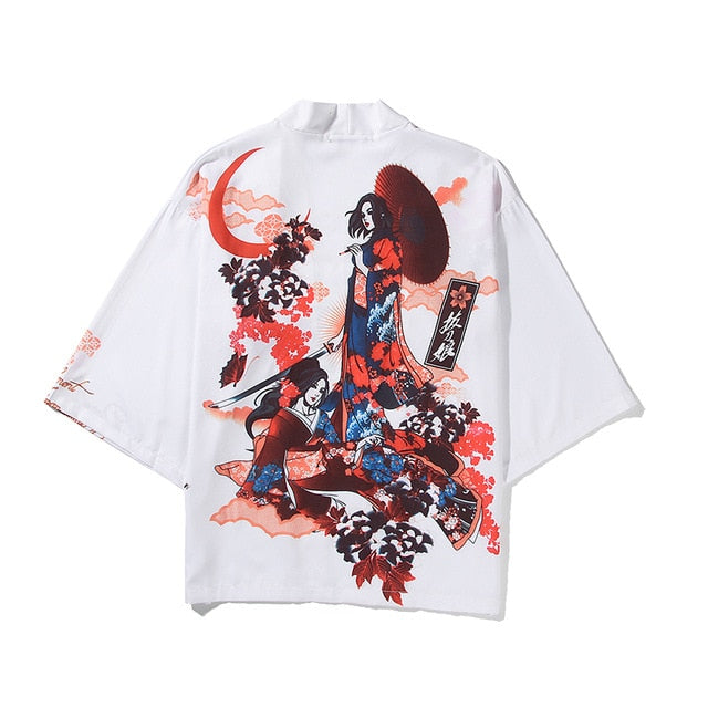 i Japanese Style Anime Tiger Cardigan Kimono Cosplay Harajuku Women Men Yukata Streetwear White Traditional Robe Tops | Vimost Shop.