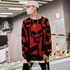 Men Skull Printed Hip Hop Sweater Streetwear High Quality Loose Oversized Sweaters Casual Pullover Clothing KA13 | Vimost Shop.