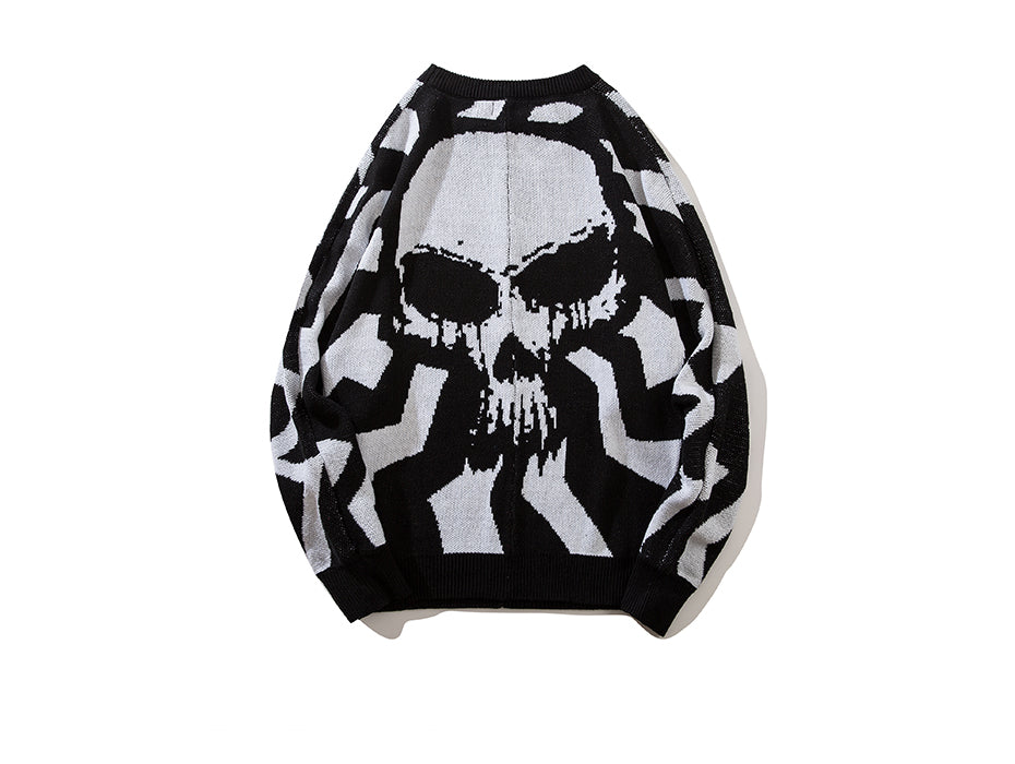 Men Skull Printed Hip Hop Sweater Streetwear High Quality Loose Oversized Sweaters Casual Pullover Clothing KA13 | Vimost Shop.